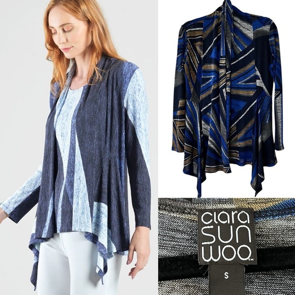 EUC Clara Sun Woo Cardigan Set in Blue Black and Gold size Small - Picture 1 of 10